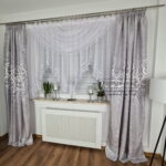 Firana z lambrekinem oraz 15cm gipiurą w kwiaty