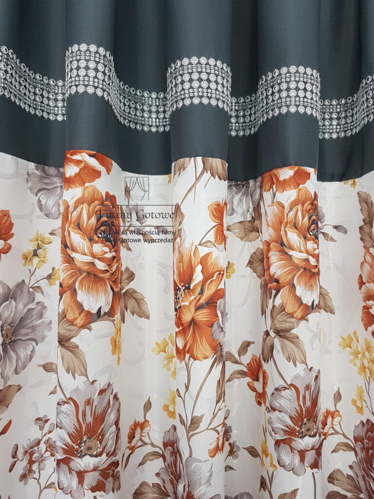 Firana gotowa, komplet dekoracyjny z zasłonami ciemnoszary 250cm