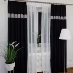 Zasłona gotowa uszyta na taśmie - czarna 250cm x 145cm