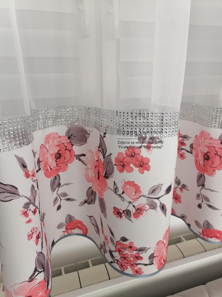 Firana gotowa z cyrkoniami  czerwona