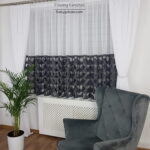 Firanka ozdobna z modnymi kółkami - szara