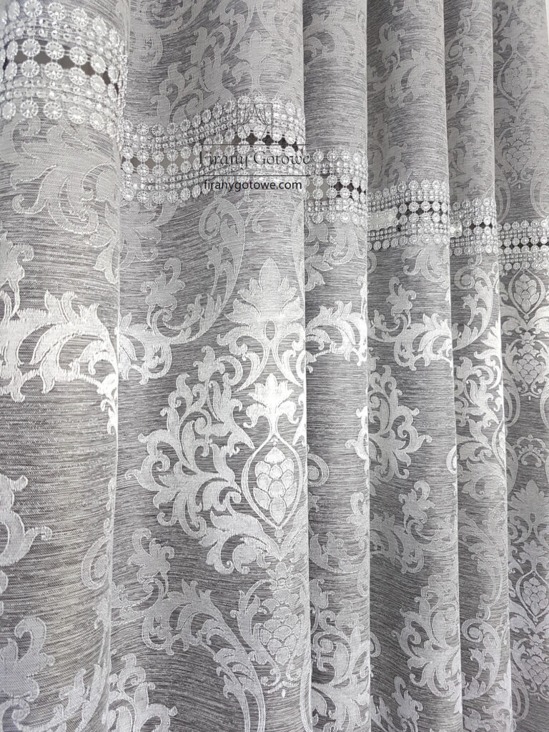 Firanka z zasłonami-komplet szary