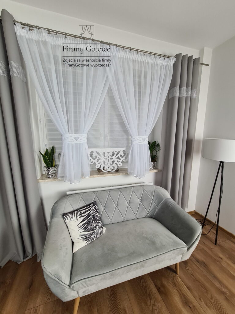 Firana z panelem- biała