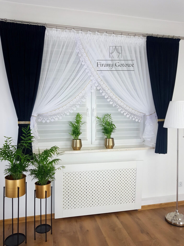Elegancki zestaw firany i zasłony welurowe -czarny