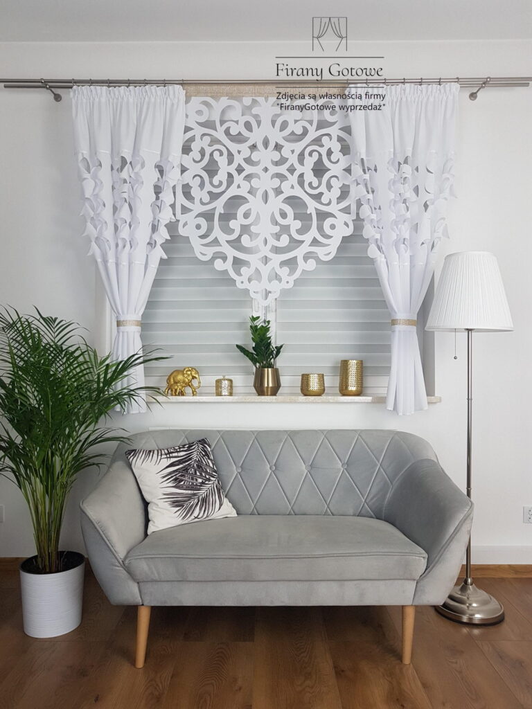 Zestaw dekoracyjny  firana panel - biały