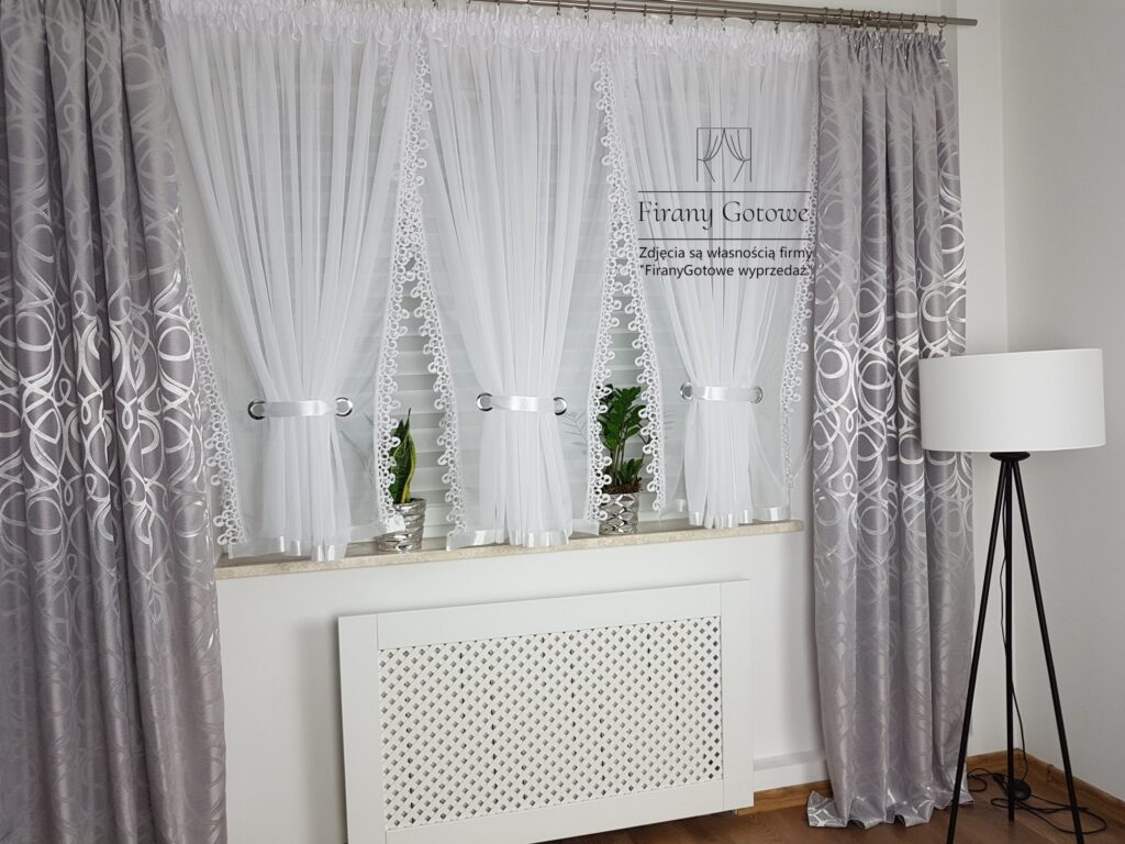 Zasłony gotowe na taśmie- szare komplet 2szt