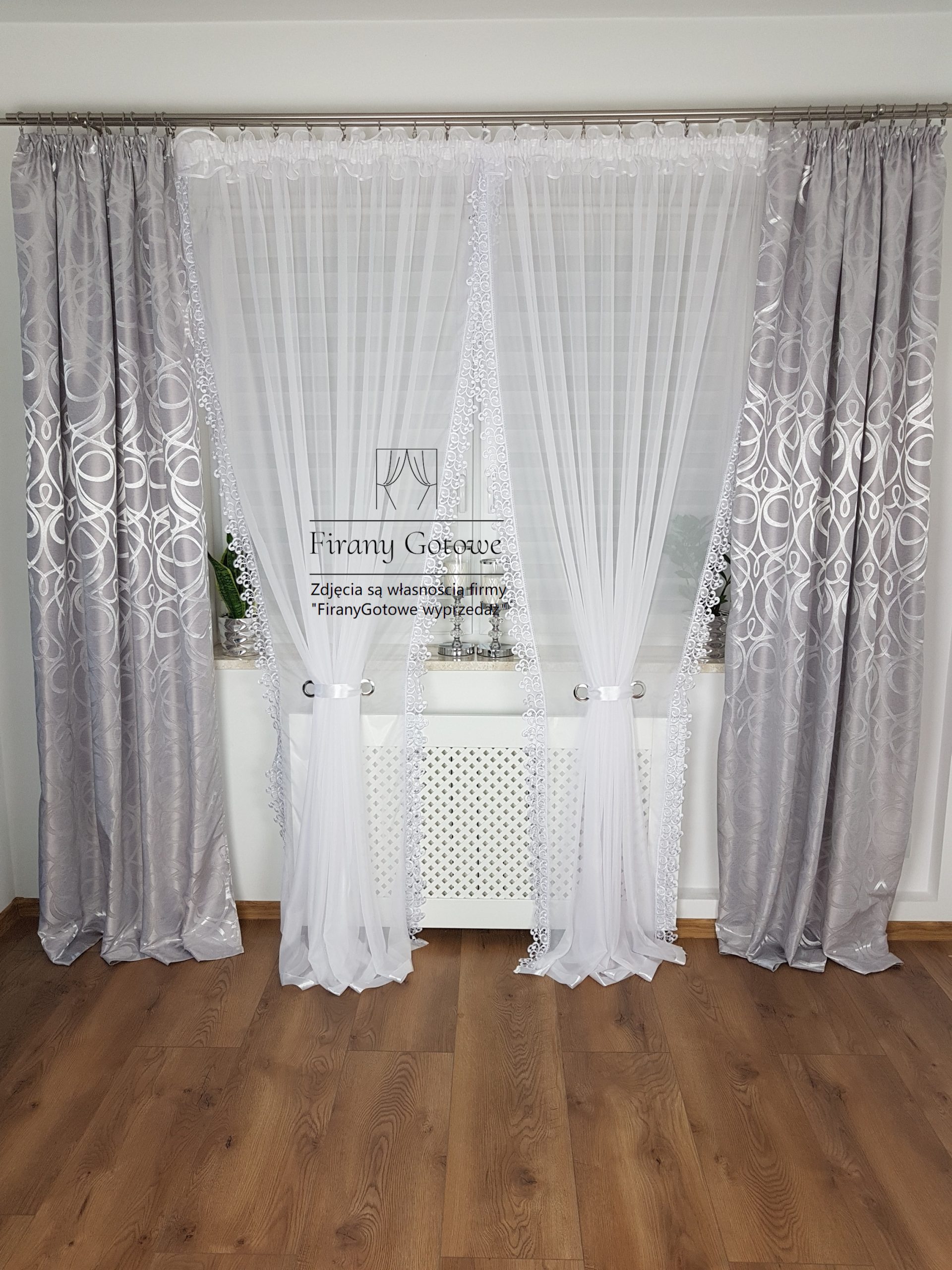 Firana z gipiurą dwa kokony 250cm