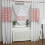 Zasłony ozdobne, wycinane laserowo na przelotkach- różowa
