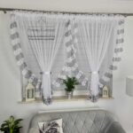Firanka z modną gipiurą 400/160cm  szaro-biała