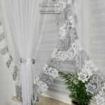 Firanka z gipiurą szaro białą 400/180cm