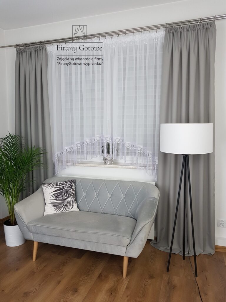 Firana z gipiurą 30cm uszyta w łuk