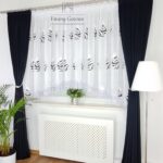 Firana z czarnym haftem oraz gipiurą 15cm