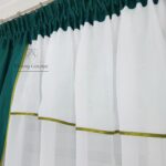 Firana gotowa z zasłonami ozdobiona lambrekinem- zielona