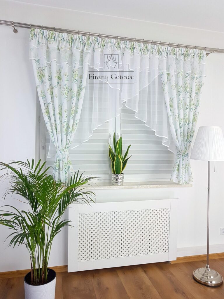 Firana do kuchni-zielone i żółte liście