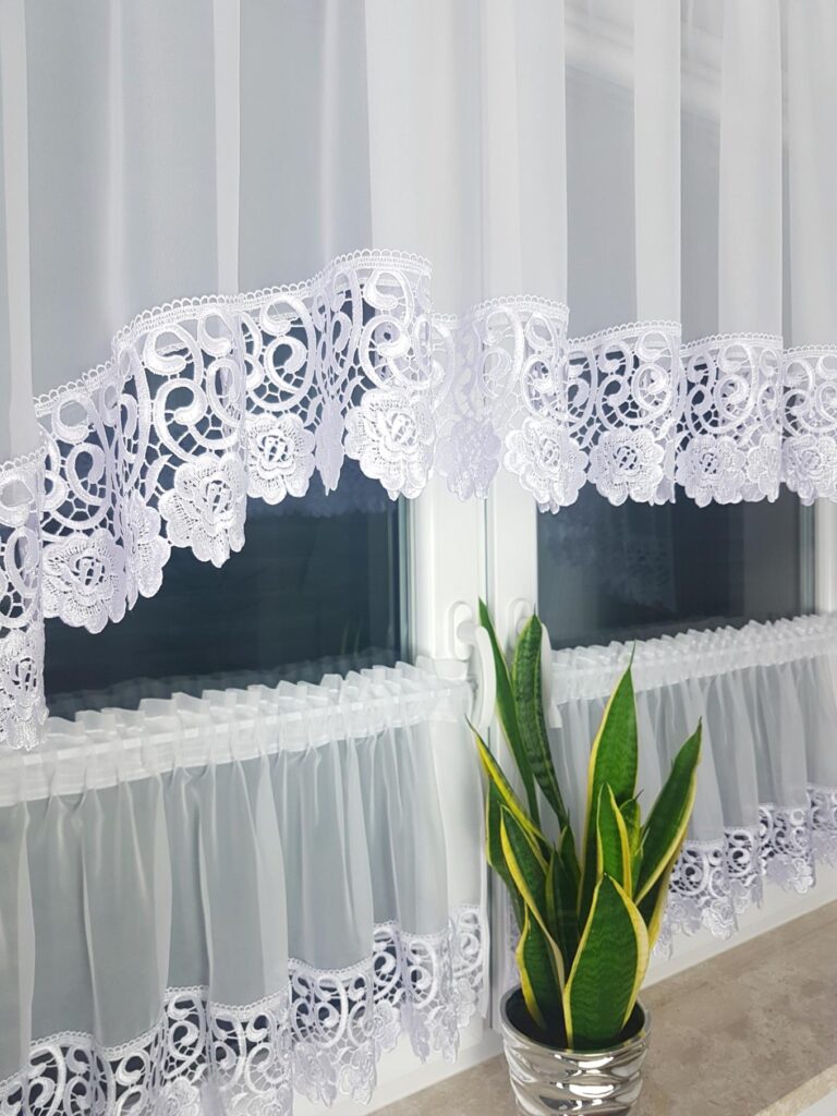 Firana do kuchni, zazdrostki, gipiura