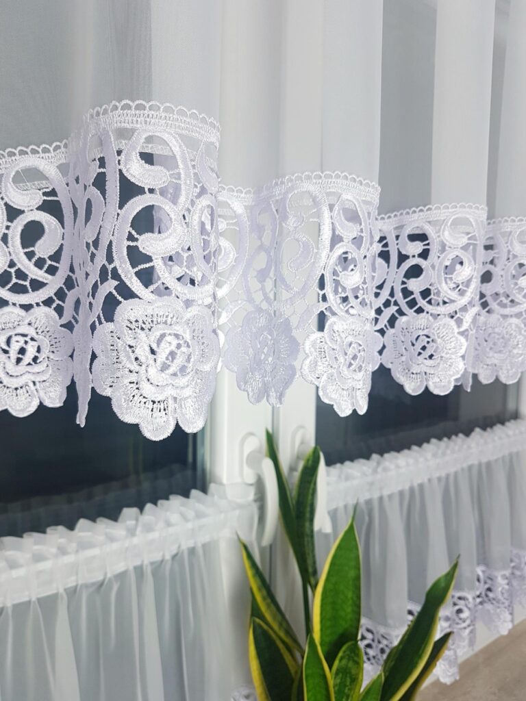 Firana do kuchni, zazdrostki, gipiura