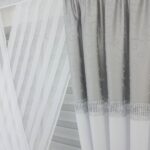 Firana gotowa, zestaw dekoracyjny z panelem- szara
