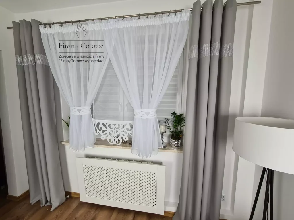 Firana z panelem- biała