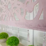 Panel dekoracyjny z zasłonami pastelowy róż