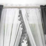 Firana z zasłonami, komplet dekoracyjny- ciemnoszary
