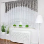 firana gotowa z haftem w stylu boho - szara