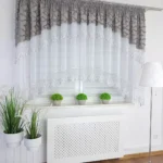 firana gotowa z haftem w stylu boho - szara