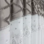 firana gotowa z haftem w stylu boho - szara