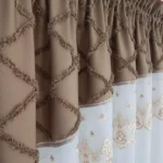 firana gotowa z haftem w stylu boho - brąz