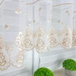 firana gotowa z haftem w stylu boho - brąz