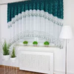 firana gotowa z haftem w stylu boho - zielona