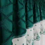 firana gotowa z haftem w stylu boho - zielona