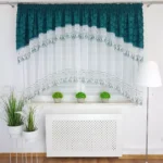 firana gotowa z haftem w stylu boho - zielona