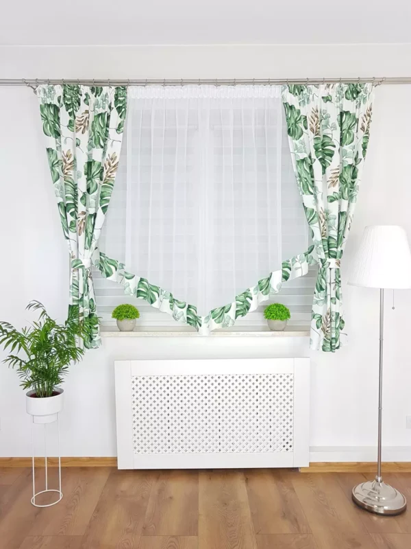 Firana z modnym wzorem monstera