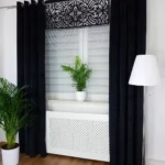 Firana, panel z koralikami czarny
