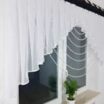 Firana gotowa z gipiurą oraz koralikami, firany do kuchni, firany do salonu, czarna