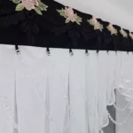 Firana gotowa z gipiurą oraz koralikami, firany do kuchni, firany do salonu, czarna