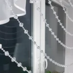Firana gotowa z gipiurą oraz koralikami, firany do kuchni, firany do salonu, czarna