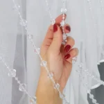 Firana gotowa z gipiurą oraz koralikami, firany do kuchni, firany do salonu, czarna