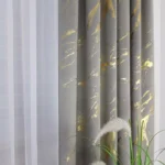 Zasłona welurowa ze wzorem marmurkowym-szara