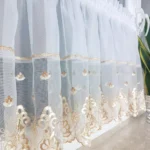 Firanka do kuchni z haftem, zazdrostki-beż