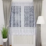 Elegancka firana z haftem oraz gipiurą 400x180cm