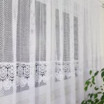 Długa firana z podwójną gipiurą biała 400cm x 250cm