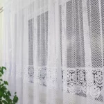 Długa firana z podwójną gipiurą biała 400cm x 250cm
