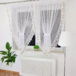 Firana gotowa w kółeczka zdobiona gipiurą 400x160cm