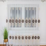 firana z haftem i welurem-brąz  400x250 cm