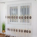 firana z haftem i welurem-brąz  400x250 cm