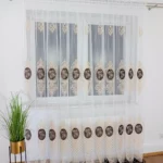 firana z haftem i welurem-brąz  400x250 cm