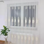 firana z haftem i welurem- ecru  400x250 cm