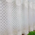 firana z haftem i welurem- ecru  400x250 cm