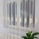 firana z haftem i welurem- ecru  400x250 cm
